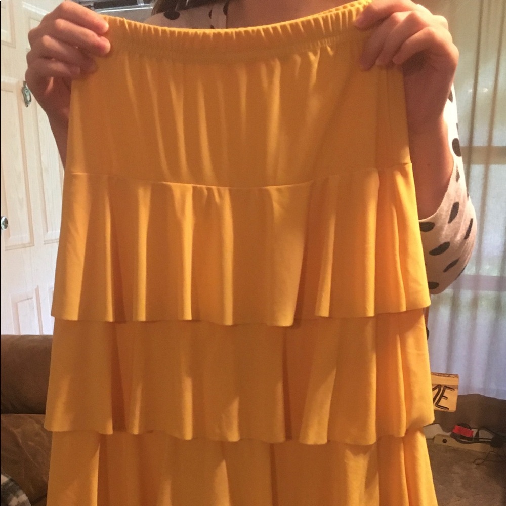 Bright yellow ruffle skirt